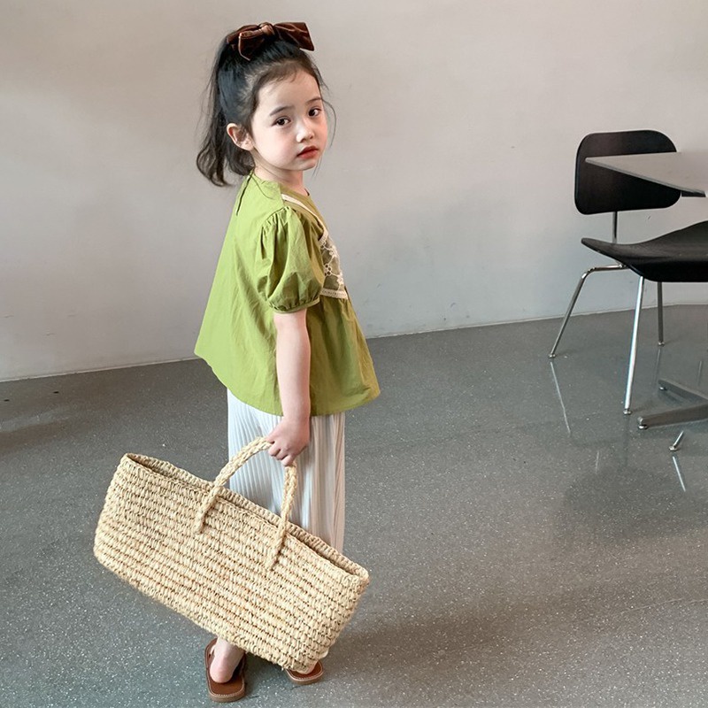 Bộ Áo Sơ Mi + Quần Dài Thời Trang Mùa Hè Hàn Quốc Cho Bé Gái