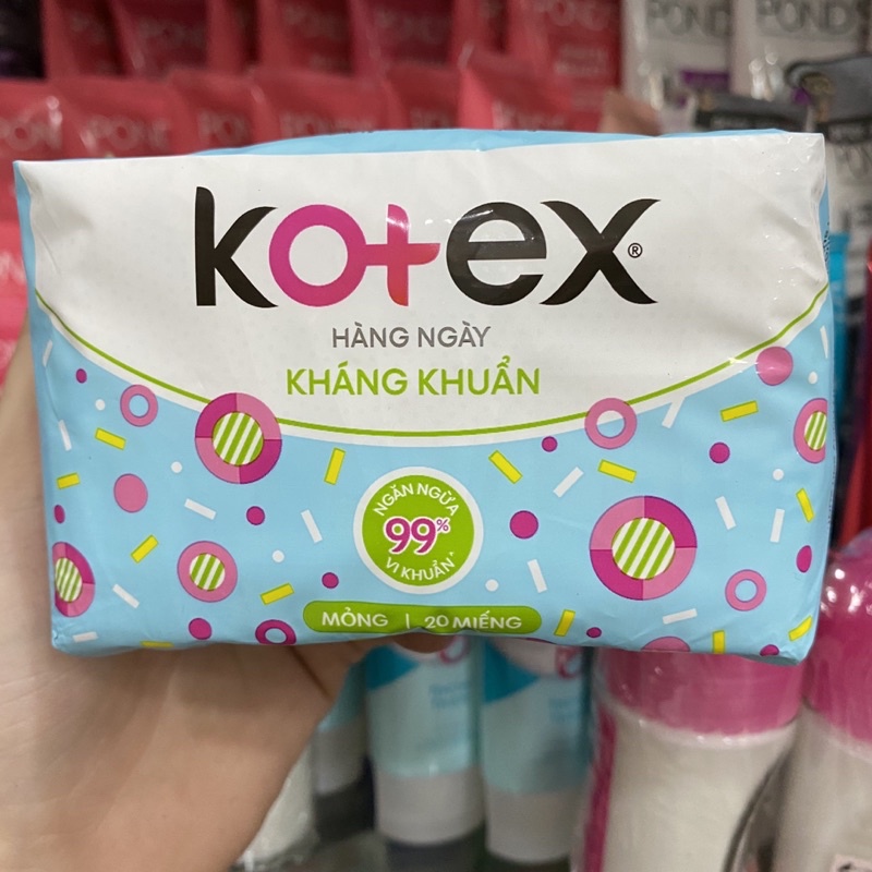 Băng vệ sinh Kotex hằng ngày kháng khuẩn, mỏng, 20 miếng