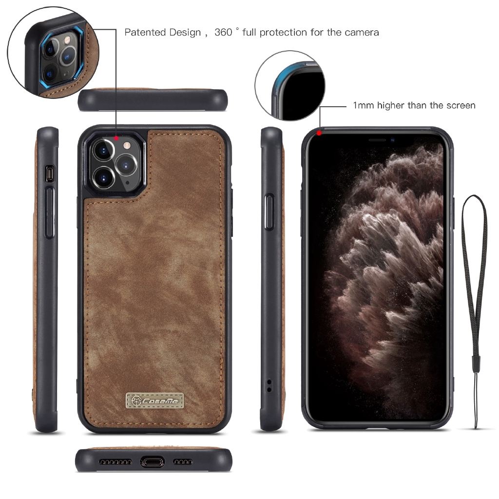 Bao da điện thoại bằng da thật có ngăn đựng thẻ chống sốc cho IPHONE SE 2020/11 PRO MAX /XS MAX X XR / 6 6S 7/8 + | BigBuy360 - bigbuy360.vn