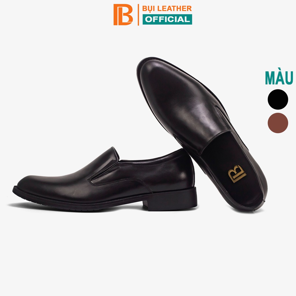 Giày nam công sở da bò nappa cao cấp, giày lười màu đen G107- Bụi leather- hộp sang trọng -Bảo hành 12 tháng
