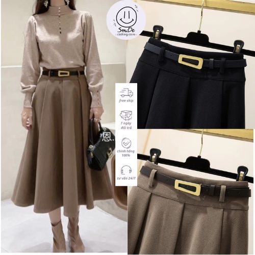 Chân Váy Dài Có Dây Nịch Style Cổ Điển | Smide Clothing
