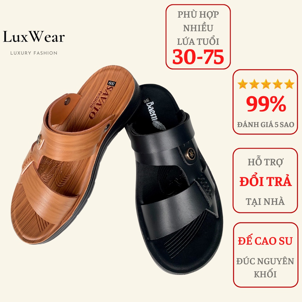 Dép Da Nam Đế Cao Su Đúc Nguyên Khối Cao Cấp LuxWear-DDTH