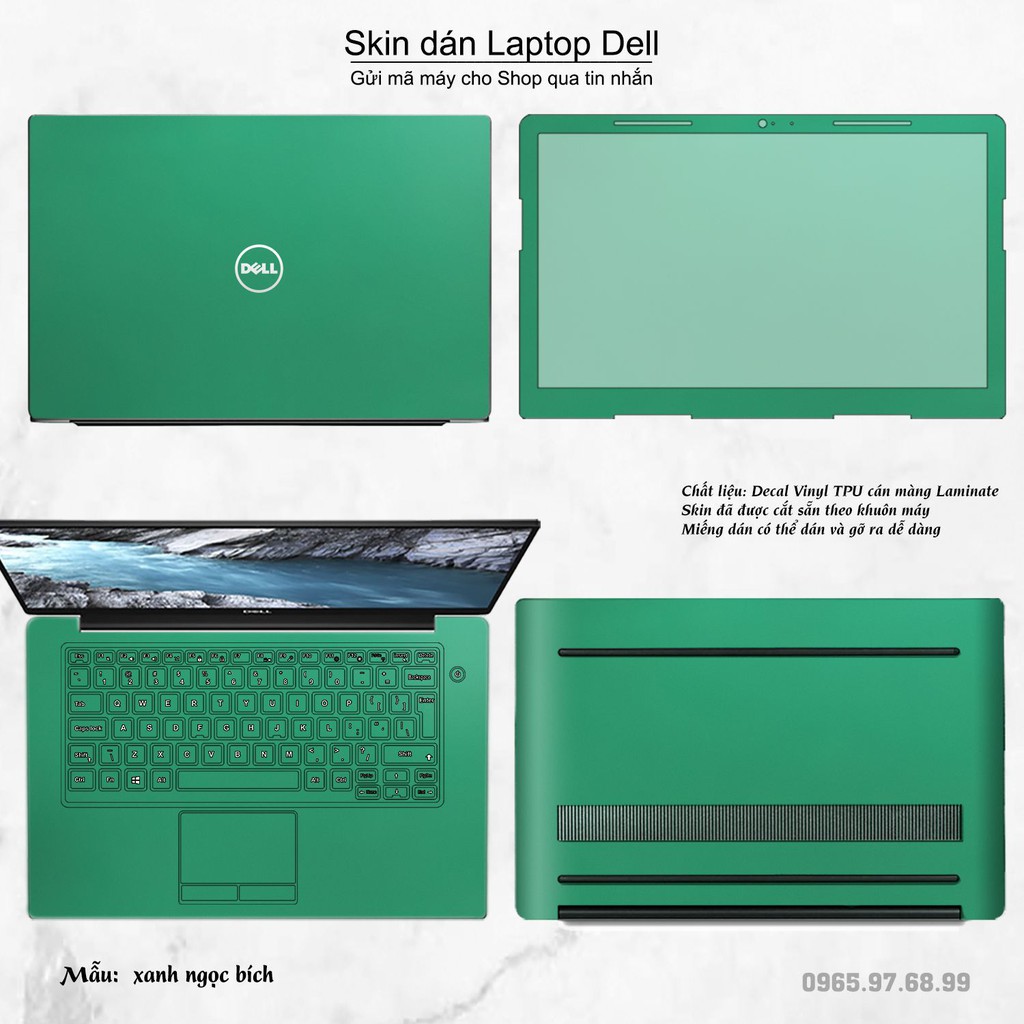 Skin dán Laptop Dell màu Chrome xanh ngọc bích (inbox mã máy cho Shop)