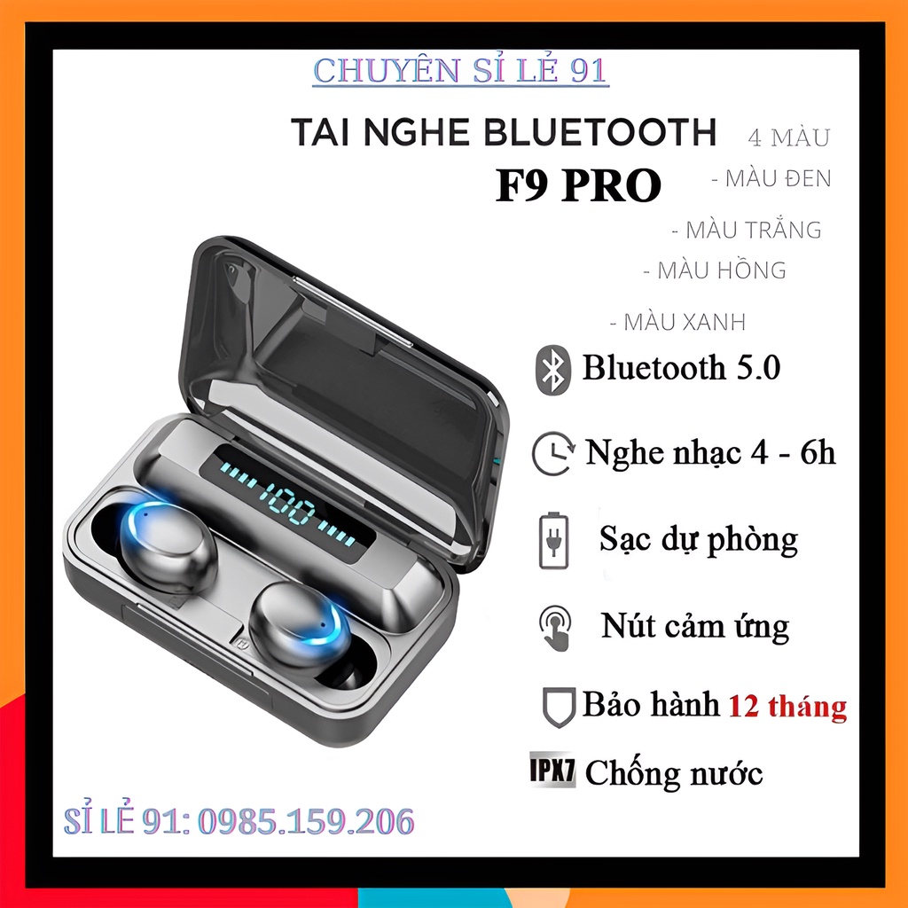 Tai nghe Bluetooth 5.1 AMOI F9 PRO - Bản Quốc Tế 2022 Nút Cảm Ứng Chống Nước - Pin Sạc 2000mah
