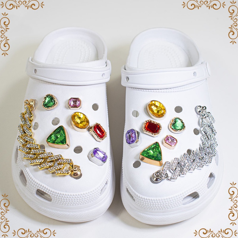 Bộ Phụ Kiện Khóa Giày Crocs Đính Đá Màu Kẹo Ngọt Tiện Dụng DIY