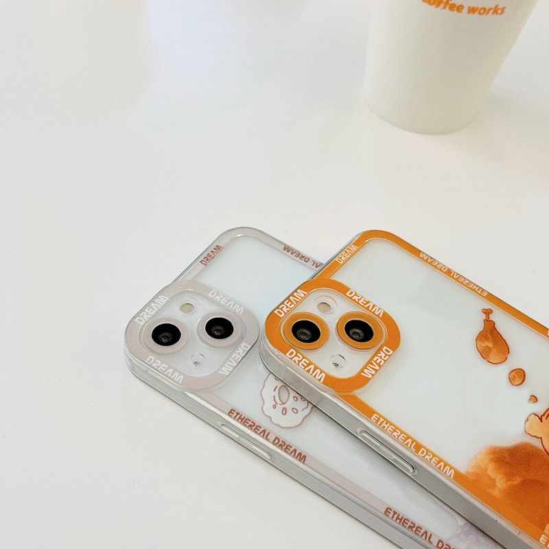 Ốp Điện Thoại Mềm In Hình Gấu Và Đám Mây Cho Compatible for iPhone 13 12 Mini 11 Pro X XR XS Max SE 2020 6 6S 7 8 Plus