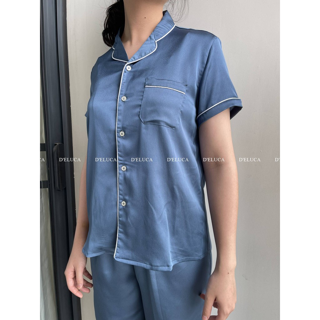 [Hình+Video Thật] Bộ Ngủ Dài Chất Liệu Lụa Hàn Cao Cấp Pijama Nữ Quần Dài Áo Cộc Màu Trơn Phối Viền Mềm Mại Mặc H | BigBuy360 - bigbuy360.vn