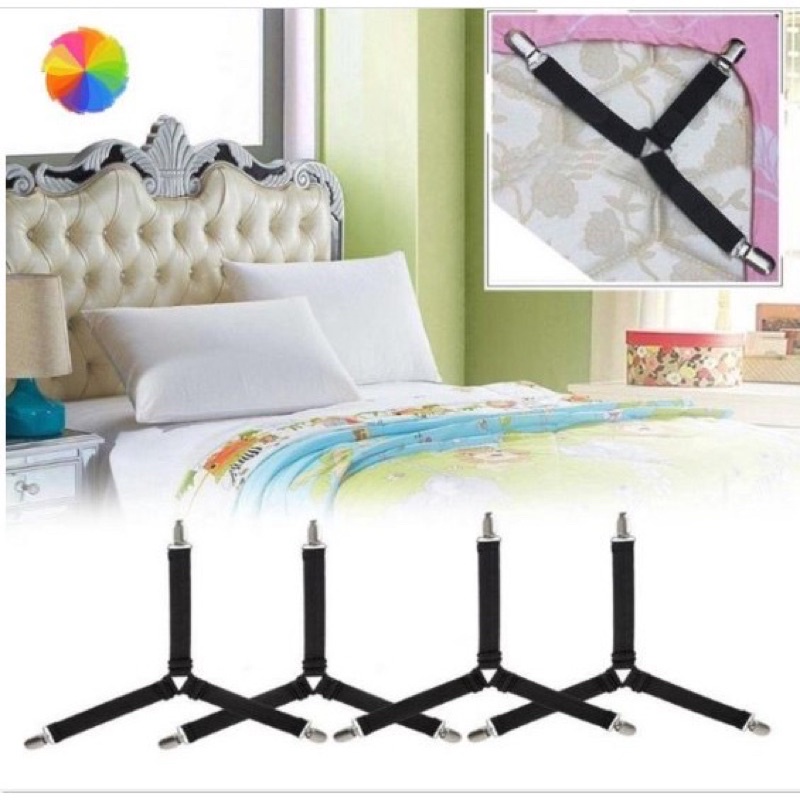 Bộ 4 Kẹp ga trải giường chống xê dịch, cố định và giữ phẳng drap ga phủ giường (GIAO MÀU NGẪU NHIÊN )