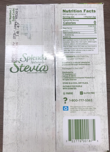 Đường Splenda Stevia Naturals phiên bản 2019 của Mỹ