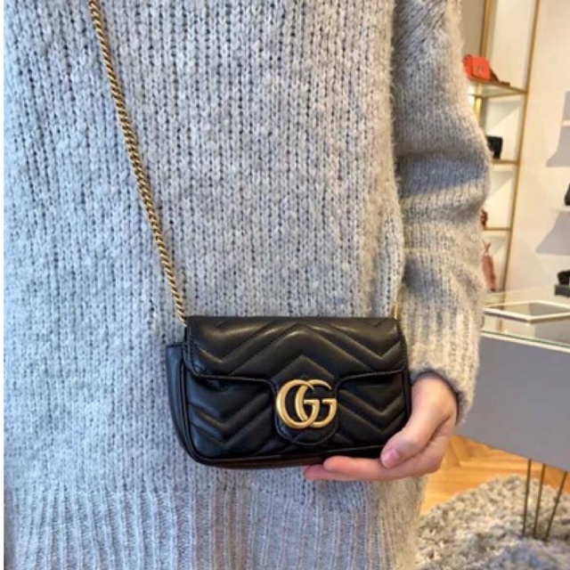 Túi đeo chéo mini nữ, túi Gc marmont tim 18cm dây xích hàng xuất dư