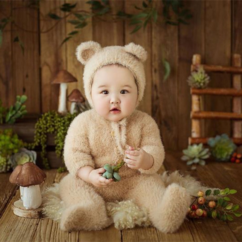Bộ Áo Liền Quần + Nón Xinh Xắn Dùng Làm Đạo Cụ Chụp Ảnh Cho Bé Sơ Sinh