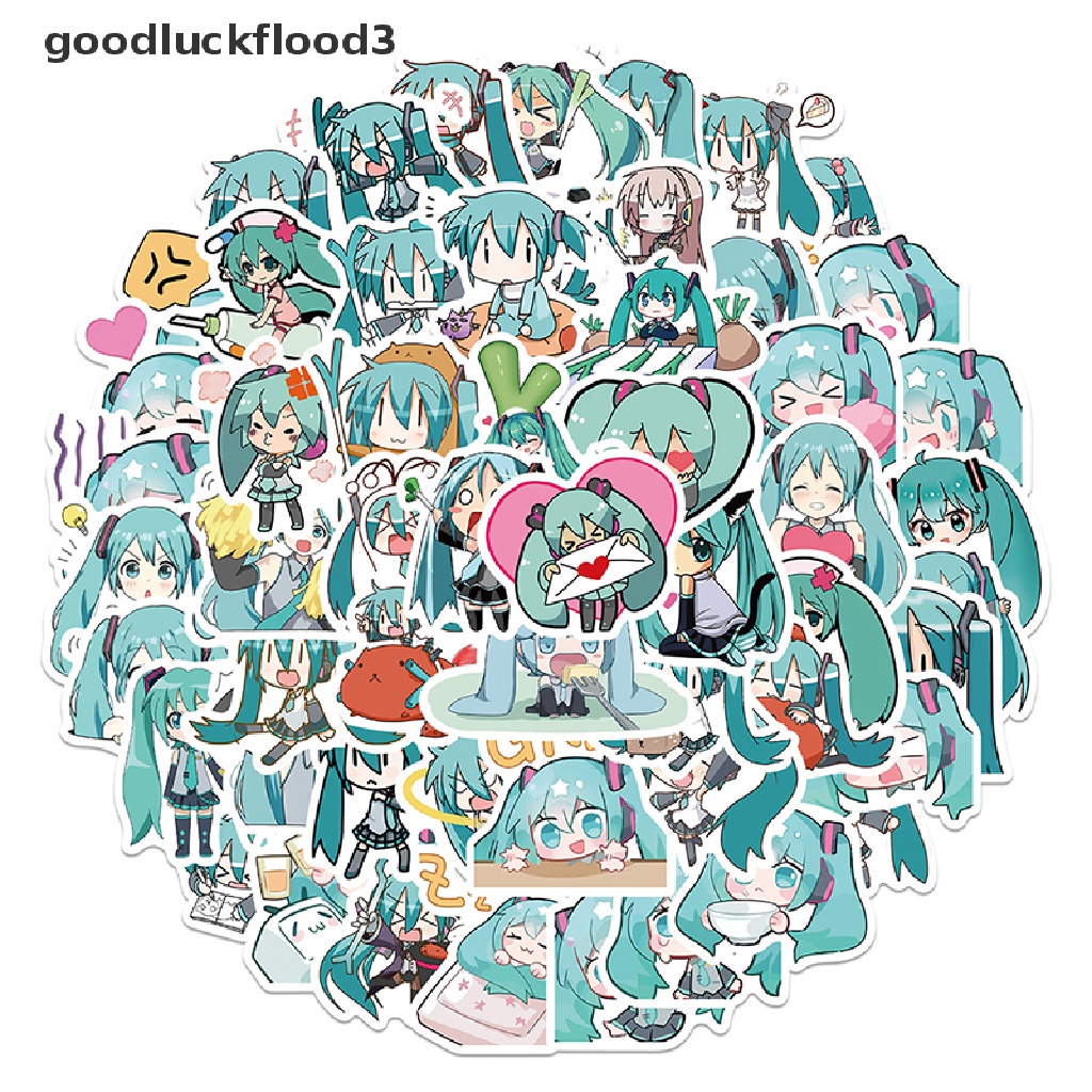 Bộ 65 Miếng Dán Hoạt Hình Hatsune Miku Graffiti Trang Trí Vali Laptop