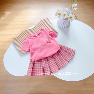 Set cherry cv kẻ cho bé gái