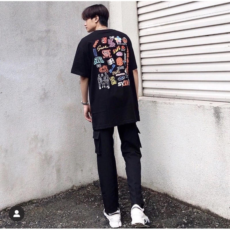 Áo thun unisex swe full logo tee Nam Nữ Full tag Chính hãng áo thun tay lỡ nam nữ chất cotton | BigBuy360 - bigbuy360.vn