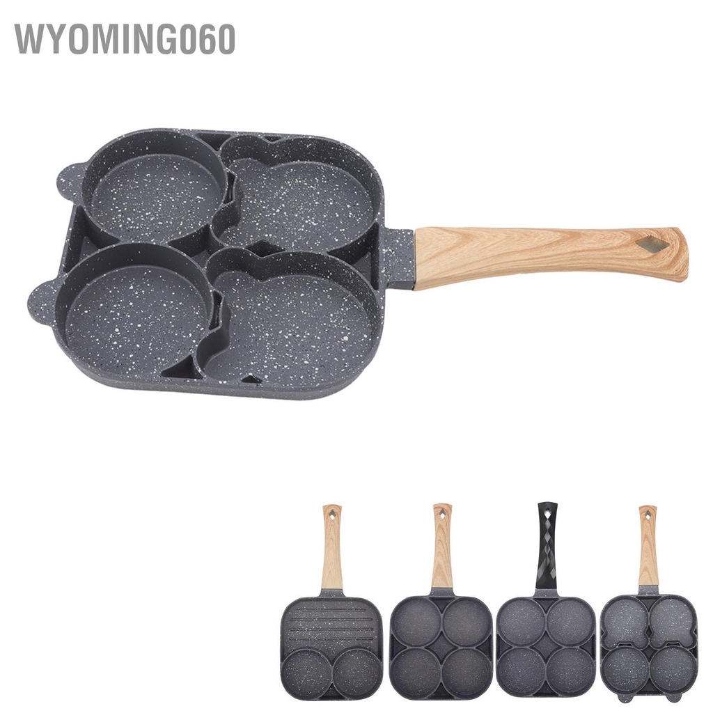 Wyoming060 Chảo chiên 4 lỗ chống dính chịu nhiệt trứng tráng cho bánh kếp Bánh mì kẹp thịt Phụ kiện nhà bếp