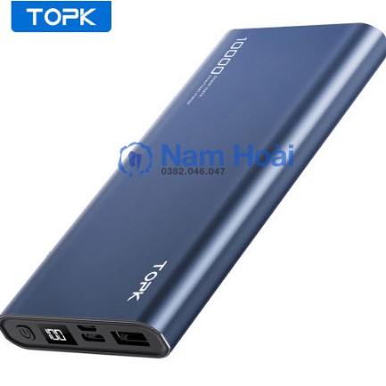 Sạc Dự Phòng TOPK I1006 10000mAh Cho iPhone Huawei Samsung Xiaomi Oppo Vivo Realme Hai Cổng Dung Lượng Có Màn Hình Led