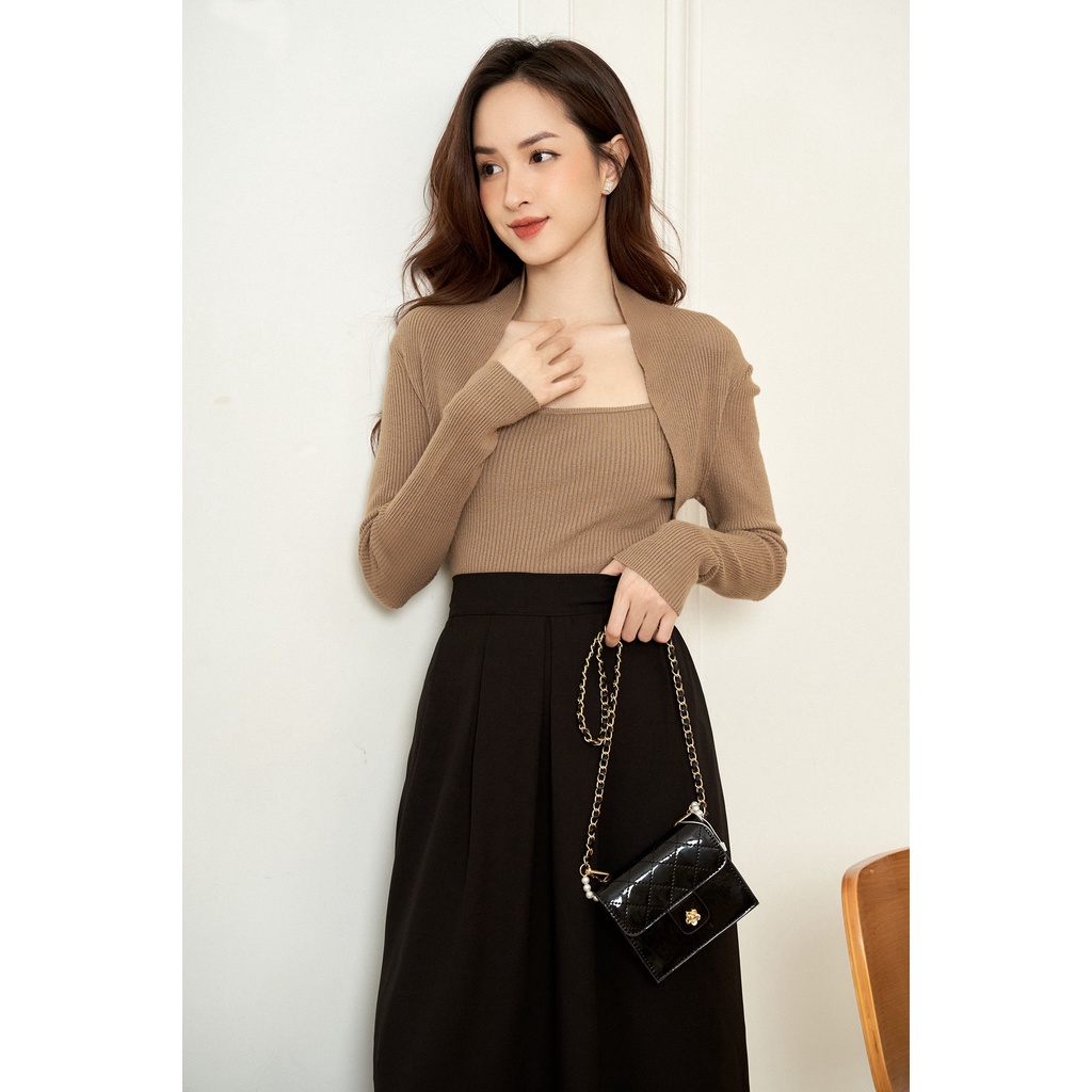 Len tăm gân cổ vuông vạt ngoài TIIN STORE G21092 | BigBuy360 - bigbuy360.vn