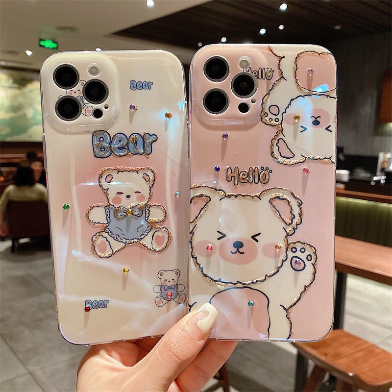 Ốp Điện Thoại Mềm Hình Gấu Phong Cách Hàn Quốc Cho iPhone 13 13 Pro Max 12 12Pro Max 11 X XS XR