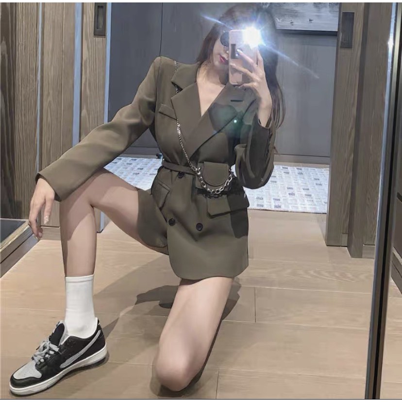 Áo blazer, áo vest nữ 2 lớp Hàn quốc chất liệu tuyết mưa