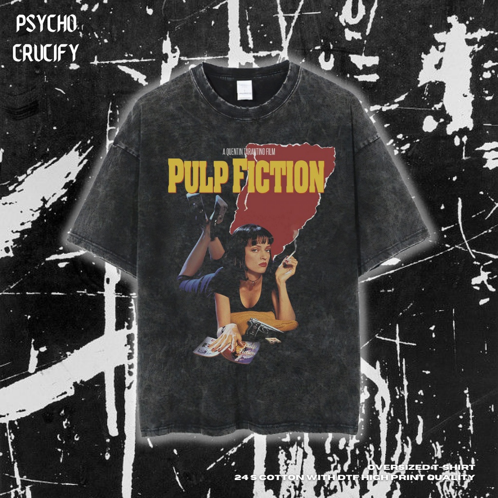 Áo Thun Oversized Tâm Lý Pulp Fiction | Đá Rửa Đá | Áo Sơ Mi Pulp Fiction | Áo Thun Oversize | Phong Cách Cổ Điển | Áo