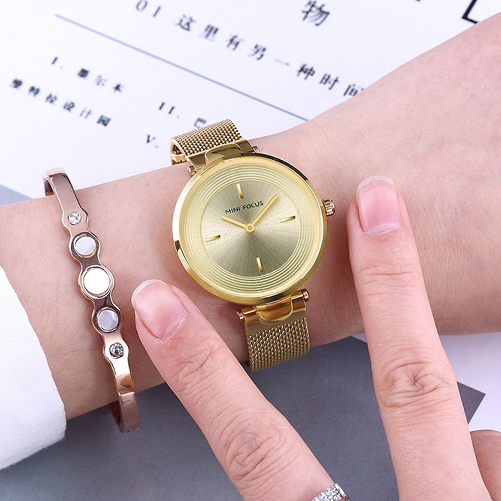Đồng hồ nữ MINI FOCUS MF195 dây titanium siêu mỏng case 34mm chống nước 3ATM | BigBuy360 - bigbuy360.vn