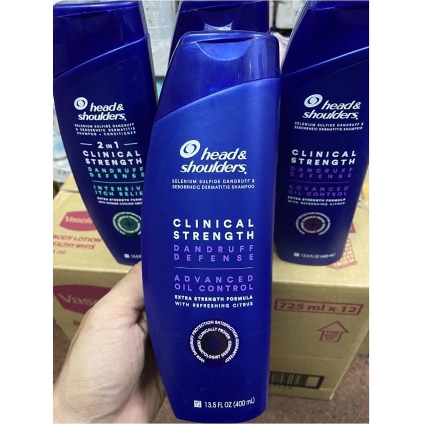 Dầu Gội Sạch Gàu Head And Shoulders Clinical Strength 400ml Mỹ - Ngừa Gàu Và Hết Nấm Ngứa Da Đầu
