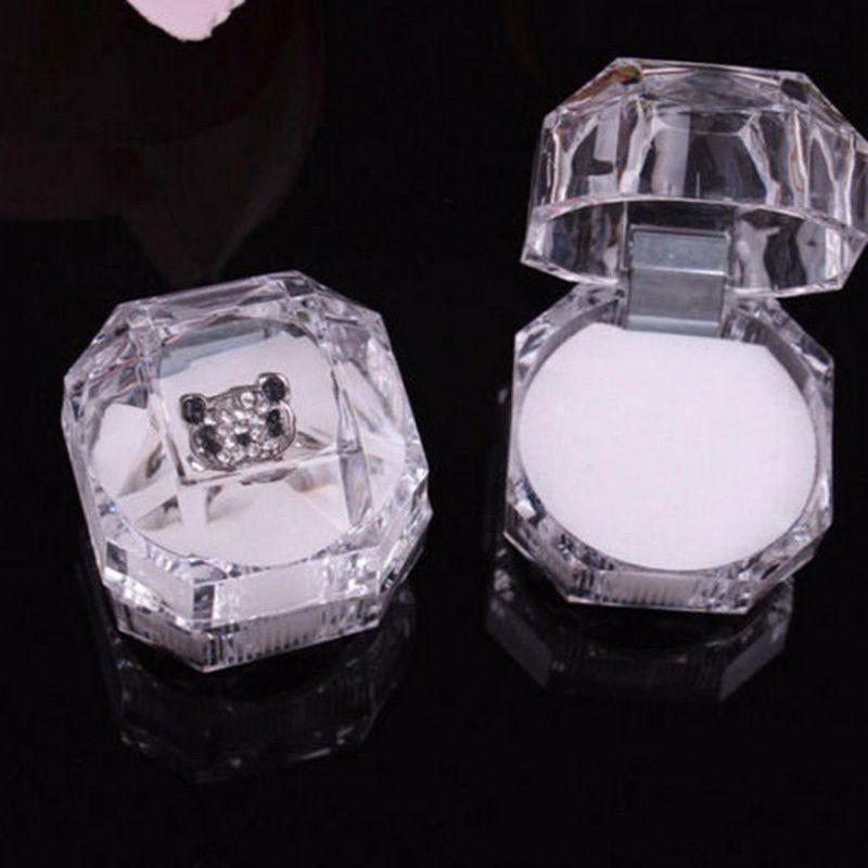 1 hộp đựng trang sức hình bát giác trong suốt nhiều màu thời trang cho nữ