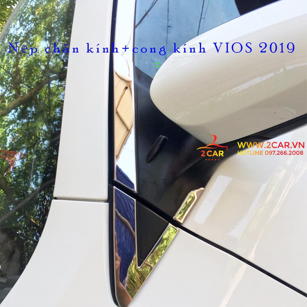Bộ Viền chân kính, viền cong kính Toyota Vios 2014 - 2017, 2019 -2021 inox cao cấp