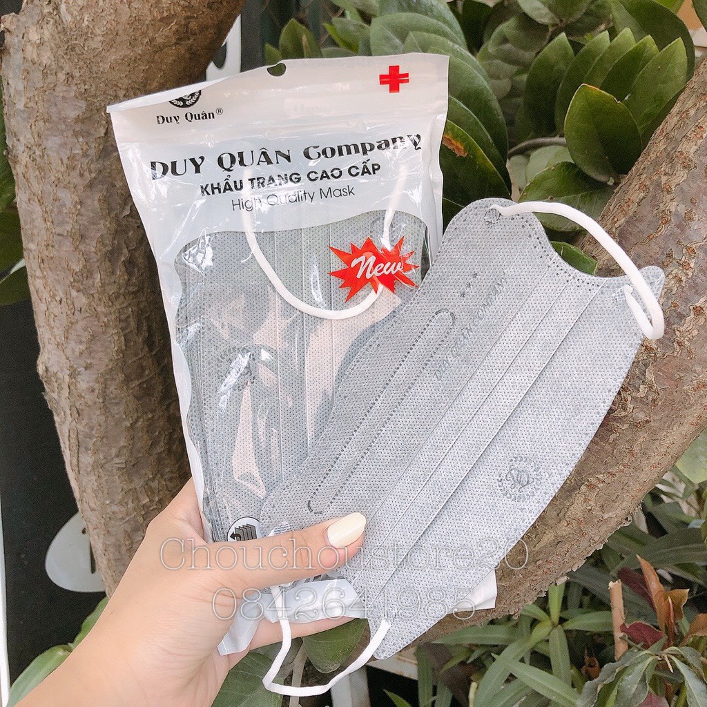 [Sẵn Hàng] Khẩu Trang Y Tế Người Lớn Thiết Kế Mới Hãng Duy Quân Ôm Mặt 3 Màu Trắng/ Xám/ Xanh