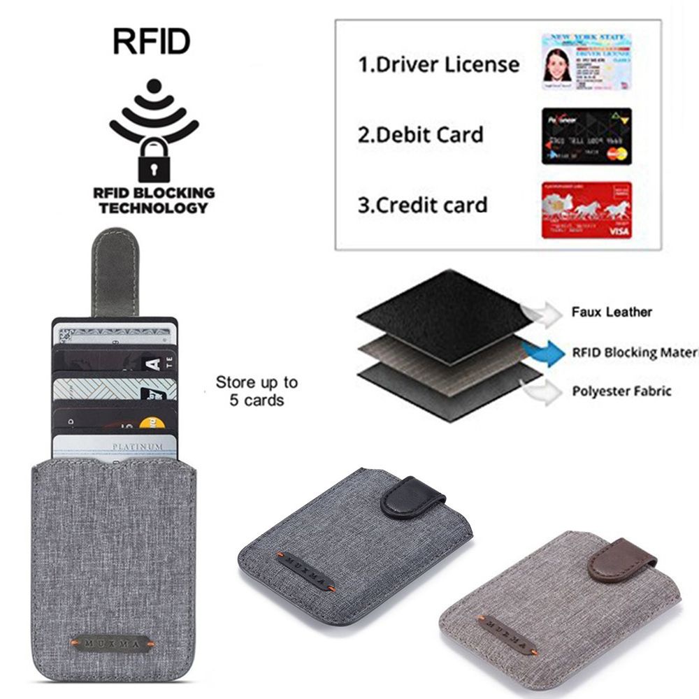 Túi đựng thẻ ngân hàng/ thẻ tín dụng bằng da PU canvas 5 RFID