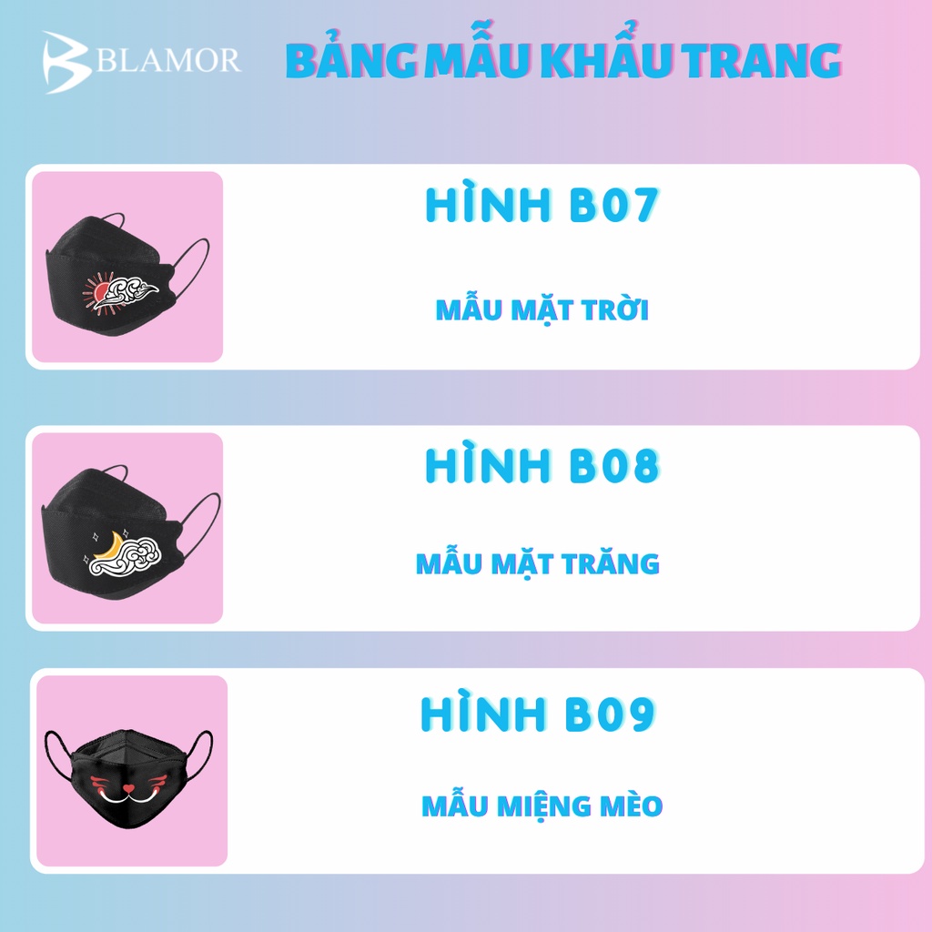 Khẩu trang màu kf94 Blamor thời trang thiết kế Hàn Quốc 3d 4 lớp thông thoáng dễ thở B011S