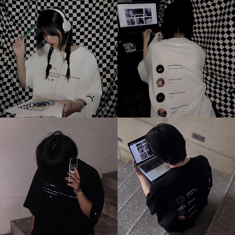 Áo Thun Unisex sad boiz SADTAGRAM tee logo 🖤 Nam nữ unisex 🖤 Áo thun tay lỡ sadboiz sadtagram full tag | WebRaoVat - webraovat.net.vn