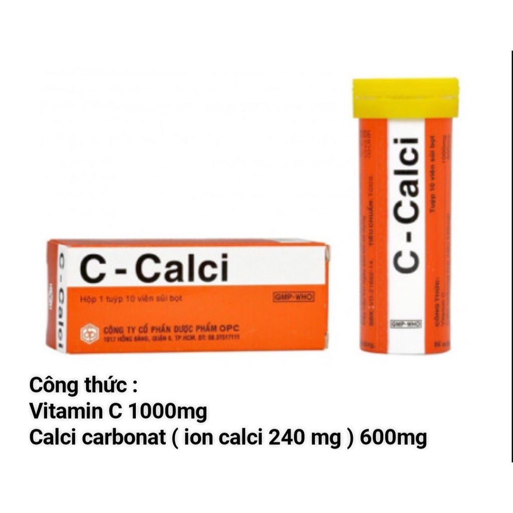 [Chính hãng] Chính Hãng Viên Sủi Vitatmin C 1000 mg C-Calci (ống 10 viên dạng sủi)  Date mới