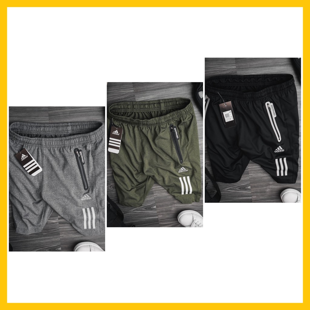 Quần Short Thể Thao Nam Ba Sọc Đùi Túi Zip Chất Thun Lạnh [ĐỒ TẬP GYM NAM]