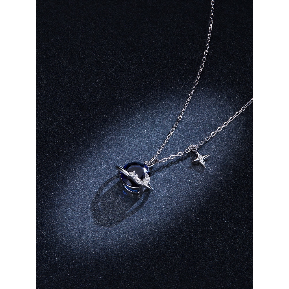 Vòng Cổ Nữ Bamoer BSN166 Phối Mặt Hình Hành Tinh Đính Đá Duyên Dáng Thời Trang