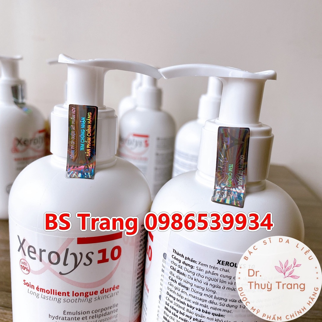 [TEM CHÍNH HÃNG] XEROLYS 10 EMULSION 200ML. DA RẤT KHÔ, BỆNH VẨY CÁ, VIÊM DA CƠ ĐỊA, DA KHÔ GÂY NGỨA NHIỀU.