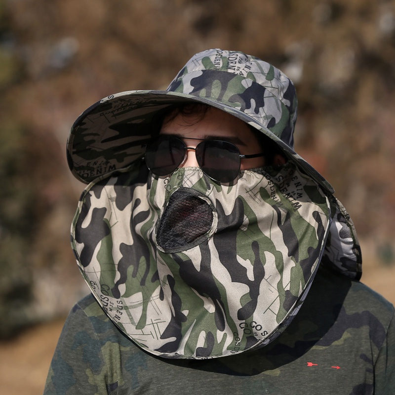 Mũ Rộng Vành Chống Nắng Bằng Vải Cotton Họa Tiết Rằn Ri Thoáng Khí Có Thể Tháo Rời Tiện Dụng Cho Nam Và Nữ