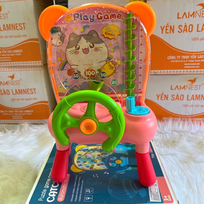 Đồ chơi hứng bi play game có bánh lái pin sạc