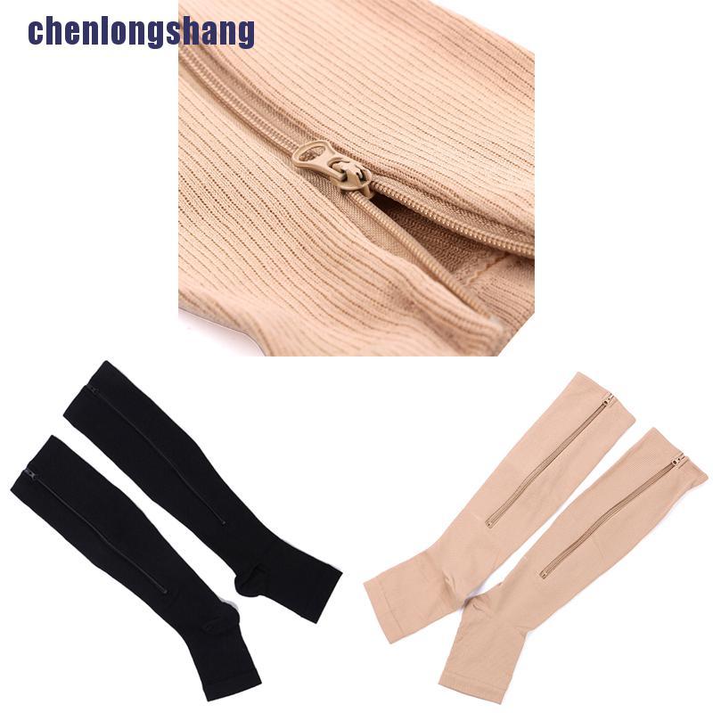 1 Đôi Vớ Nén Hở Ngón Chân Có Khóa Kéo Giảm Đau