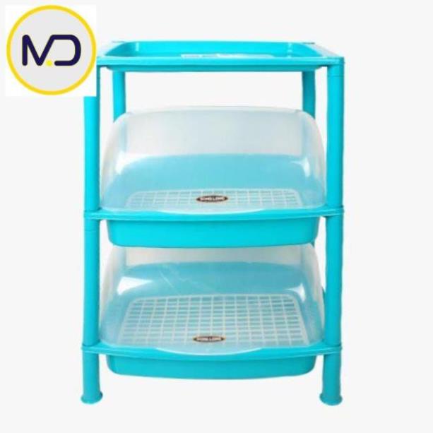Kệ chén 2 tầng Việt Nhật có nắp đậy an toàn vệ sinh - đồ dùng nhà bếp bằng nhựa cao cấp