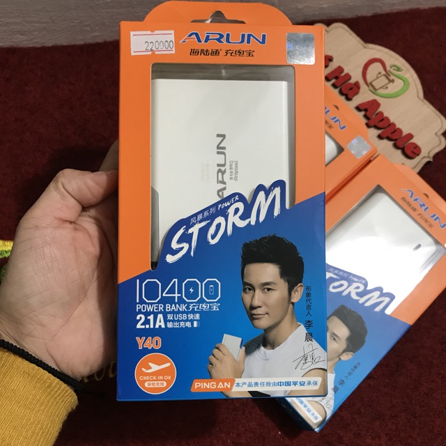 Sạc Dự Phòng 10400mAh Chính Hãng ARUN (Mã Y40)