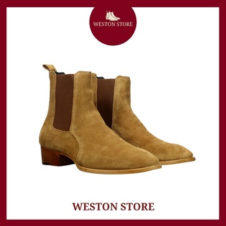 Chelsea Boots nam da lộn cao cấp,giày bốt nam tăng chiều cao 5cm WESTON dáng mũi nhọn tinh tế