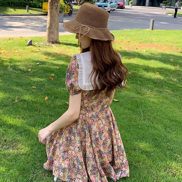 Váy hoa nhí cổ nơ bèo Quảng Châu -TikBook Store