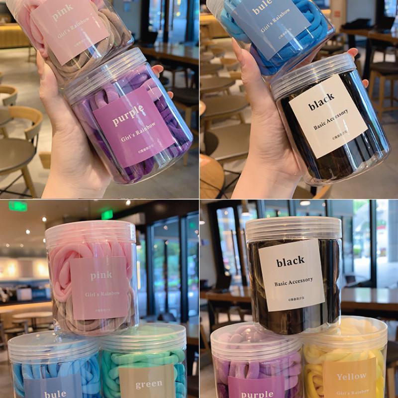 Hộp 50 Dây Buộc Tóc Cao Su Nhiều Màu Sắc Thời Trang