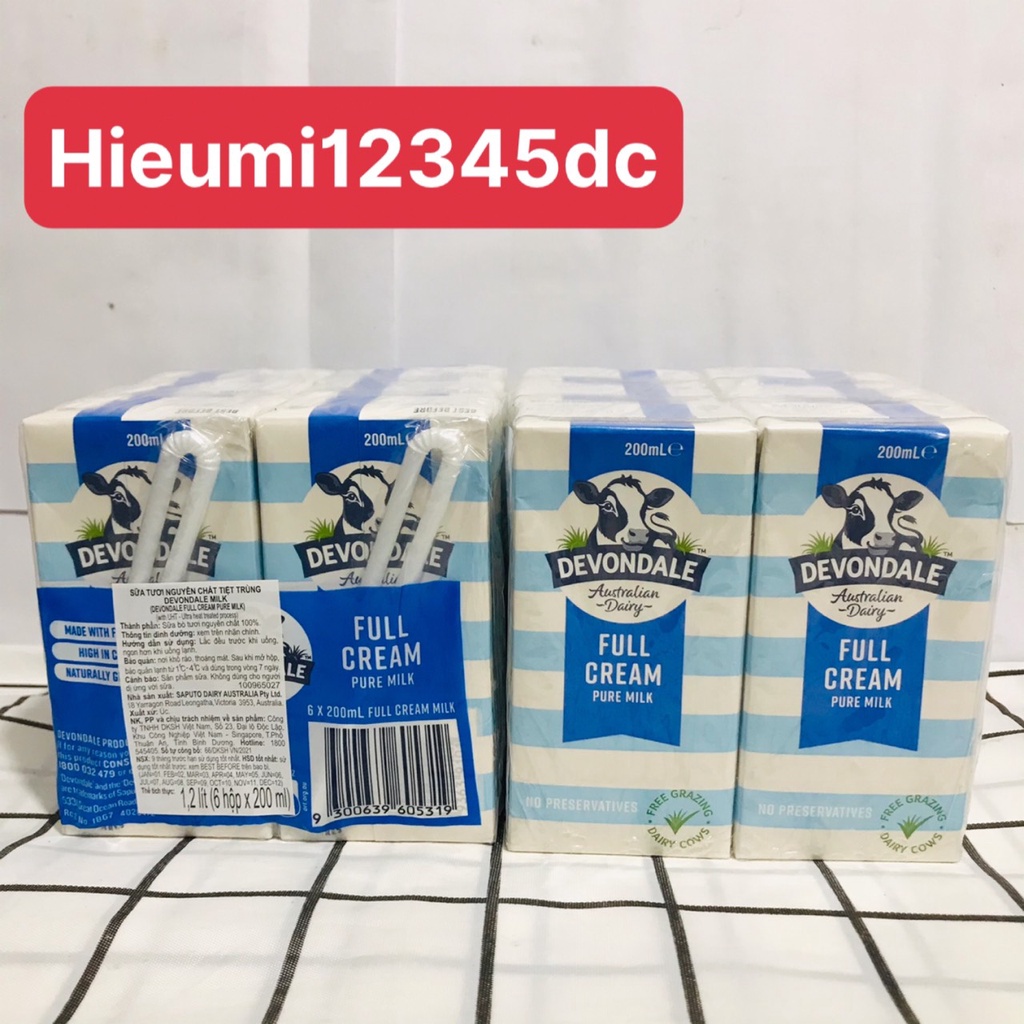 Thùng 24 Hộp Sữa DEVONDALE Sữa Tươi Nguyên Kem 200ML - Sữa Úc Nhập Khẩu