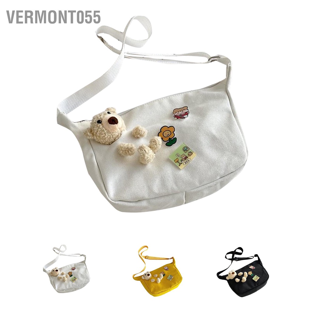 Túi vải dễ thương của phụ nữ 2022 mới phim hoạt hình búp bê gấu nhỏ túi vai vermont055