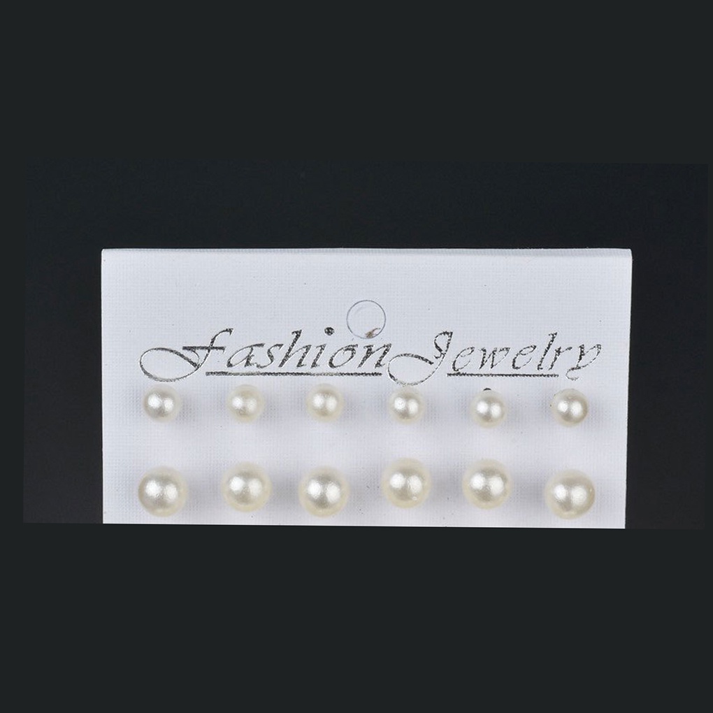 12 Pairs Shiny Round Imitation Pearl Earrings Alloy Stud Earrings Set Party Earring Accessories  【broxah】