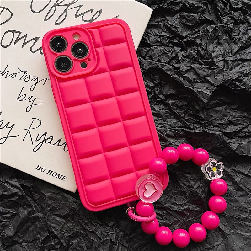 Ốp Điện Thoại IMD Hình Vuông Họa Tiết Kẻ Ô 3D Màu Xanh Bạc Hà / Xanh Lá / Đỏ Cho iphone 13 pro max 12 pro max 11 pro max XS max XR X XS
