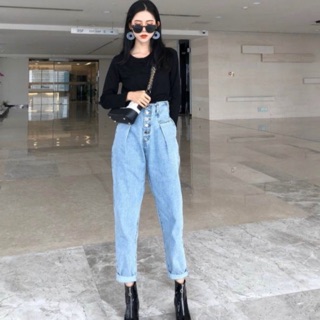 Quần baggy bò cạp cao