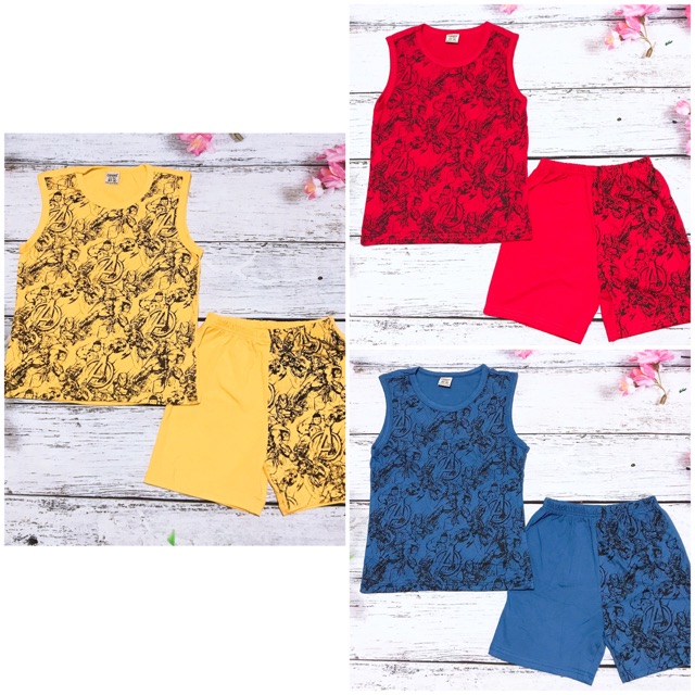 Bộ thun cotton 3 lỗ in SIÊU NHÂN bé trai 20-30kg